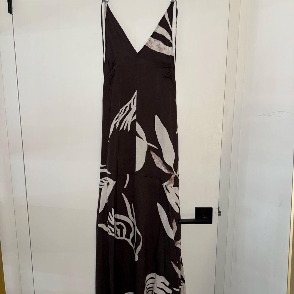 & Other Stories Black Maxi Slip Dress with White Floral Print